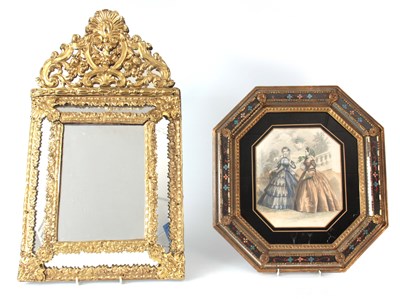 Lot 489 - A LATE 19TH CENTURY GILT BRASS REPOUSSE FRAMED...