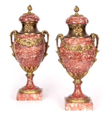 Lot 496 - A PAIR OF EARLY 20TH CENTURY FRENCH MARBLE AND...