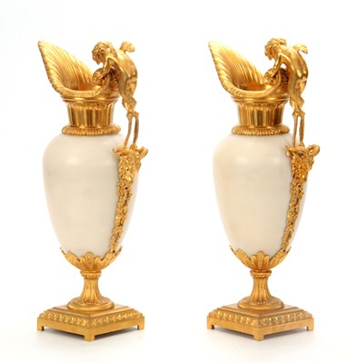 Lot 498 - A FINE PAIR OF 19THCENTURY FRENCH WHITE MARBLE...