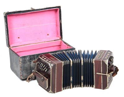 Lot 548 - AN INTERESTING BANDONEON with pierced rosewood...