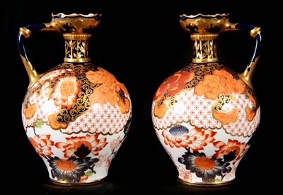 Lot 58 - A PAIR OF ROYAL CROWN DERBY BULBOUS EWERS the...