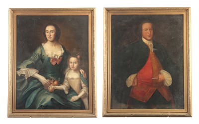 Lot 596 - A LARGE PAIR OF OILS ON CANVAS Portraits of a...