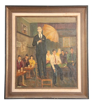 Lot 634 - A 20TH CENTURY OIL ON BOARD depicting an...