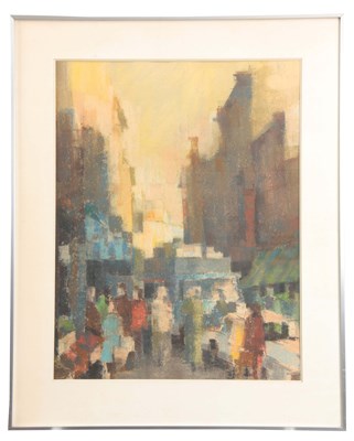 Lot 643 - A 20TH CENTURY PASTEL DRAWING depicting a city...