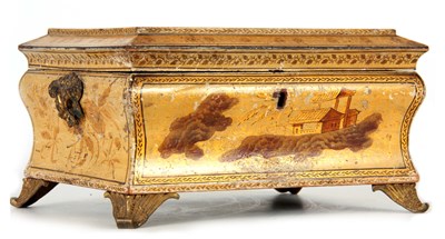 Lot 678 - A REGENCY GILT AND YELLOW LACQUER CHINOISERIE...