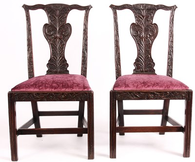 Lot 925 - A PAIR OF GEORGE III CARVED MAHOGANY SIDE...