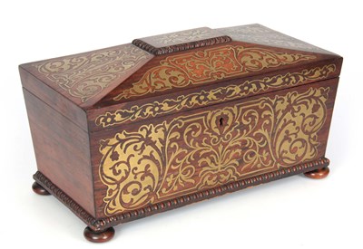 Lot 695 - A REGENCY SARCOPHAGUS BRASS INLAID ROSEWOOD...