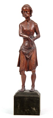 Lot 717 - A 14TH / 15TH CENTURY CARVED OAK STATUE OF ST....