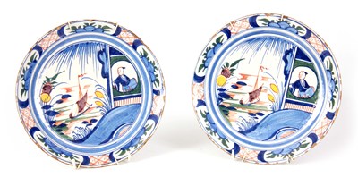 Lot 72 - A PAIR OF EARLY 18TH CENTURY DELFT POLYCHROME...