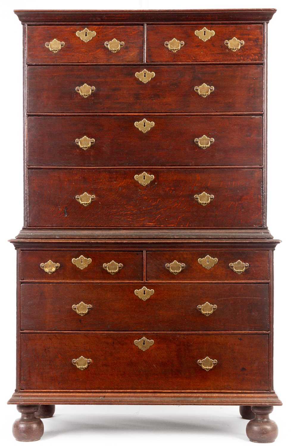 Lot 851 - AN EARLY 18TH CENTURY JOINED OAK CHEST ON