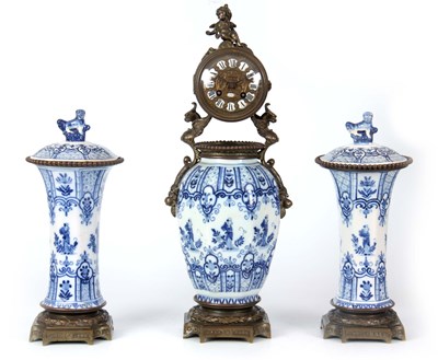 Lot 828 - A LATE 19TH CENTURY FRENCH CLOCK GARNITURE the...