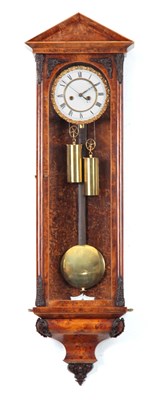 Lot 870 - A BURR ELM VIENNA STYLE WALL REGULATOR the...