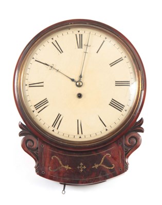 Lot 873 - A 19TH CENTURY FIGURED MAHOGANY CONVEX DIAL...