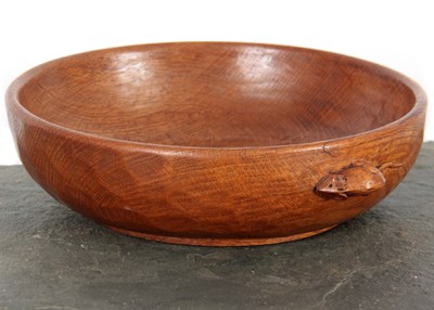 Lot 883 - A ROBERT 'MOUSEMAN' THOMPSON OAK FRUIT BOWL...