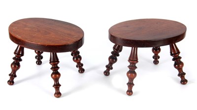 Lot 891 - A PAIR OF 19TH CENTURY SOLID ROSEWOOD STOOLS...