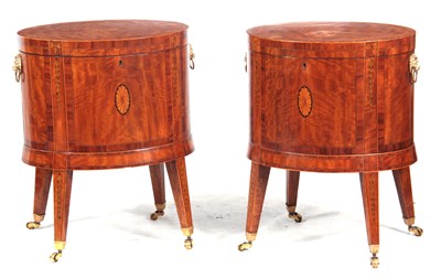 Lot 897 - A PAIR OF SATINWOOD SHERATON STYLE OVAL...