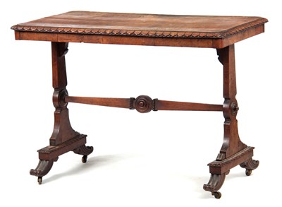 Lot 917 - A WILLIAM IV BURR OAK LIBRARY TABLE with...