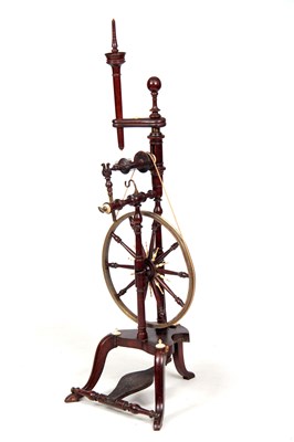 Lot 927 - AN UNUSUAL GEROGE III FRUITWOOD SPINNING WHEEL...