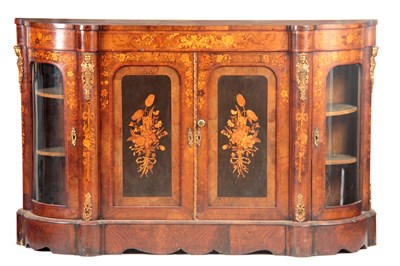 Lot 930 - A 19TH CENTURY FLORAL MARQUETRY FIGURED WALNUT...