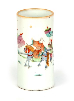 Lot 94 - AN 18TH CENTURY CHINESE PORCELAIN BRUSH POT...