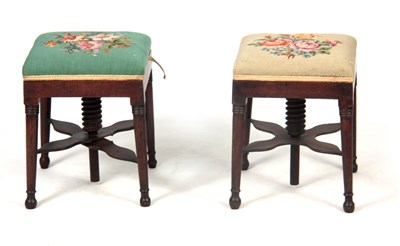 Lot 942 - A PAIR OF LATE GEORGIAN MAHOGANY ADJUSTABLE...