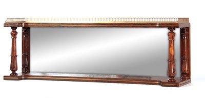 Lot 967 - A REGENCY BRASS INLAID ROSEWOOD HANGING SHELF...