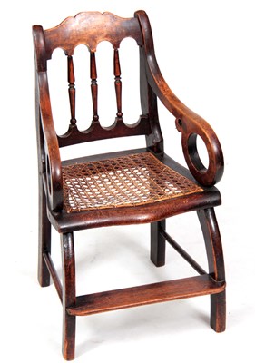 Lot 968 - A 19TH CENTURY STAINED FRUITWOOD CHILD'S CHAIR...