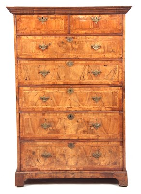 Lot 973 - A QUEEN ANNE HERRING-BANDED FIGURED WALNUT...