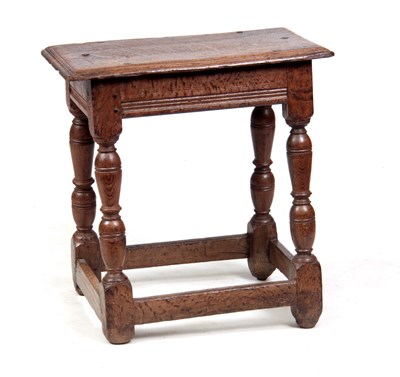 Lot 974 - A LATE 17TH CENTURY OAK JOINT STOOL, having a...