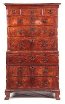 Lot 977 - A SUPERB GEORGE I WALNUT CHEST ON CHEST HAVING...