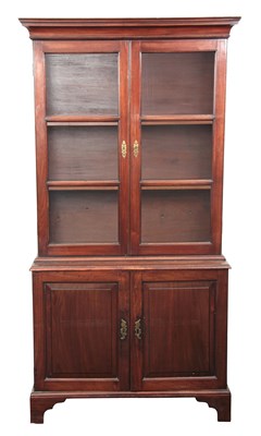 Lot 980 - A GEORGE II MAHOGANY GLAZED BOOKCASE OF SMALL...