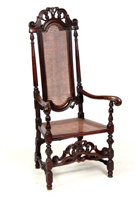 Lot 984 - A WILLIAM AND MARY WALNUT BERGERE ARMCHAIR...