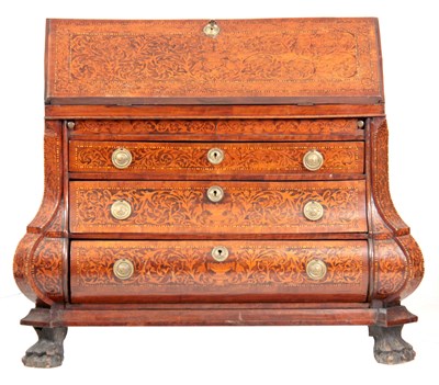 Lot 986 - AN 18TH CENTURY DUTCH MARQUETRY BUREAU with...