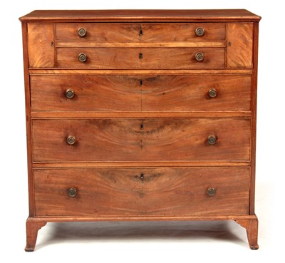 Lot 988 - AN UNUSUAL LATE GEORGE III SECRETAIRE MAHOGANY...