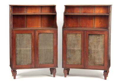 Lot 991 - A PAIR OF REGENCY MAHOGANY WATERFALL BOOKCASES...