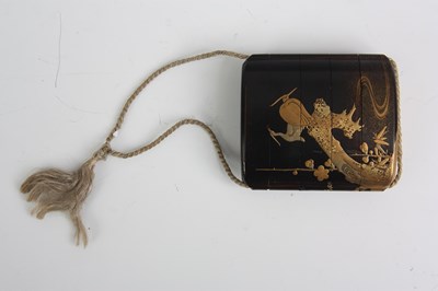 Lot 158 - A 19TH CENTURY JAPANESE BLACK AND GOLD LACQUER...