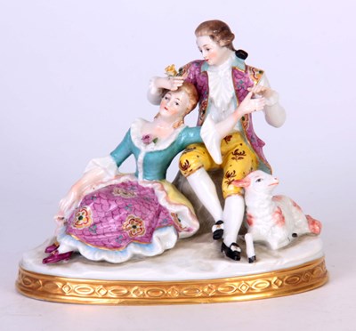 Lot 91 - A MEISSEN STYLE CONTINENTAL FIGURE GROUP OF...