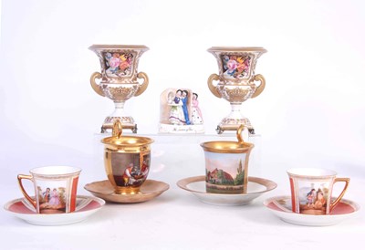 Lot 120 - A PAIR OF MEISSEN STYLE GILT TWO HANDLED...