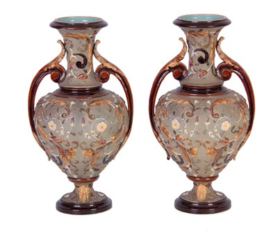 Lot 144 - A PAIR OF 19TH CENTURY W S & S MAJOLICA...