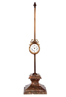 Lot 366 - A LARGE GRAVITY SAW CLOCK the tapering moulded...