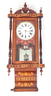 Lot 385 - A LATE 19TH CENTURY WALNUT INLAID WALL CLOCK...