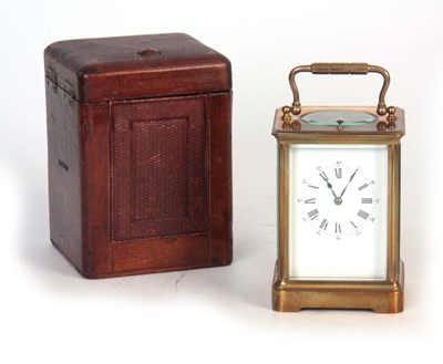 Lot 394 - A 19TH CENTURY FRENCH REPEATING CARRIAGE CLOCK...