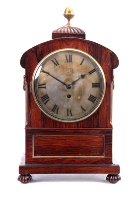 Lot 424 - A ROSEWOOD CASED FUSEE BRACKET CLOCK having a...