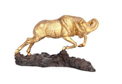 Lot 241 - AFTER MENE. A 20TH CENTURY GILT BRONZE RAM...