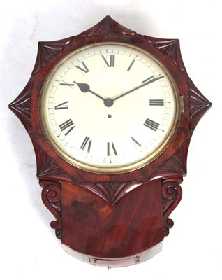 Lot 494 - A MID 19TH CENTURY FIGURED MAHOGANY FUSEE DROP...