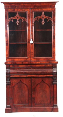 Lot 508 - A 19TH CENTURY FLAME MAHOGANY SECRETAIRE...