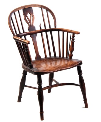 Lot 509 - A 19TH CENTURY ASH AND ELM WINDSOR CHAIR...