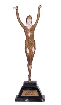 Lot 245 - A REPRODUCTION ART DECO STYLE BRONZE FIGURAL...