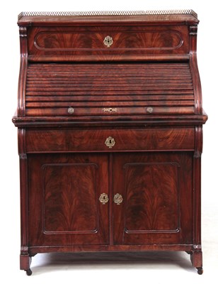 Lot 523 - A 19TH CENTURY FLAME MAHOGANY FRENCH...