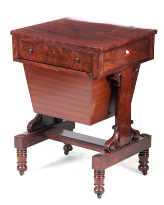 Lot 539 - A 19TH CENTURY FLAME MAHOGANY WORKBOX with...